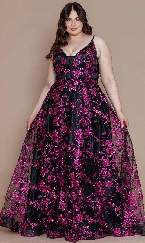 Timeless Women's Fashion Styles Poly USA W1134 - Floral A-Line Plus Prom Dress