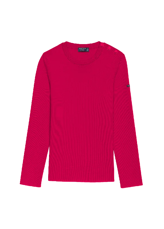 Sales For Clothes MAREE - Soft Wool Breton Sweater for Women | Slim Fit (MAGENTA POP / ELECTRIC BLUE)