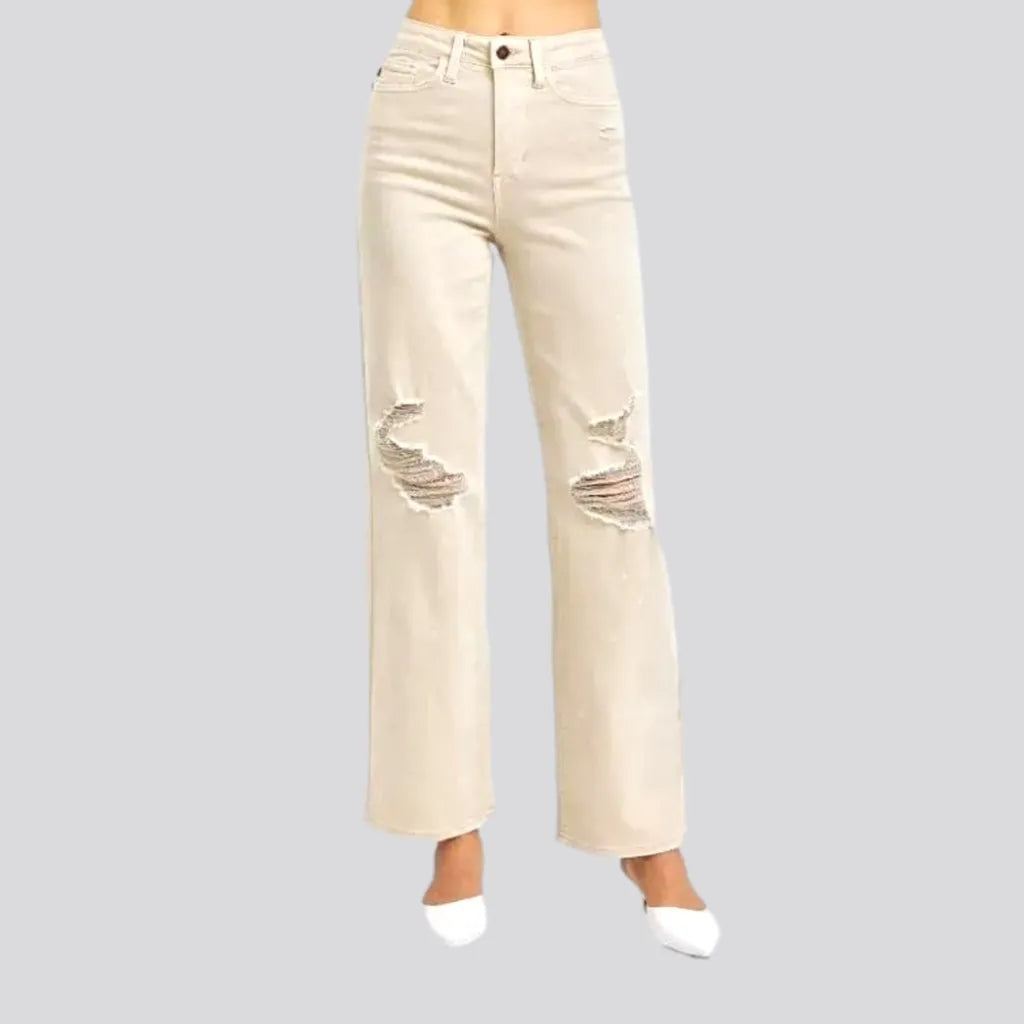 Latest Fashion for Women Distressed women's sand jeans