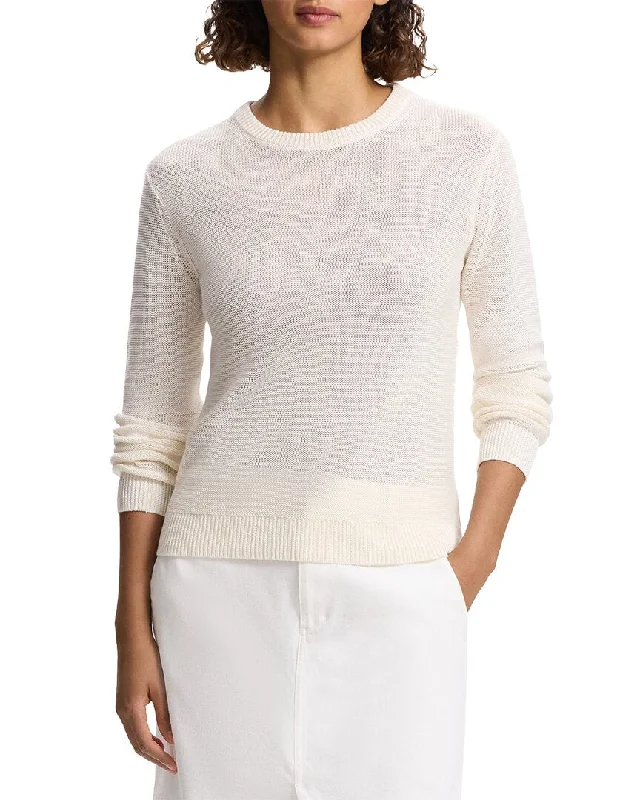 Women's Workout Clothing Theory Elbow Patch Linen-Blend Sweater